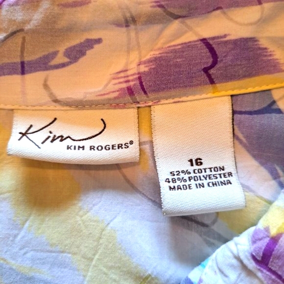 Kim Rogers Pastel Watercolor Button-Up Blouse Plus Size 16 - Picture 5 of 5